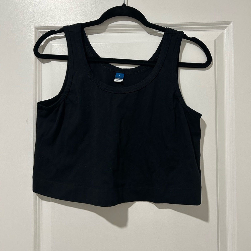 Old Navy Black Cropped Tank Top - Scoop Neck